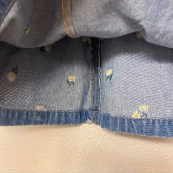 H&M DENIM SKIRT daisy floral EMBROIDERY Chambray denim jean Y2K mini skirt 2 - Picture 7 of 9